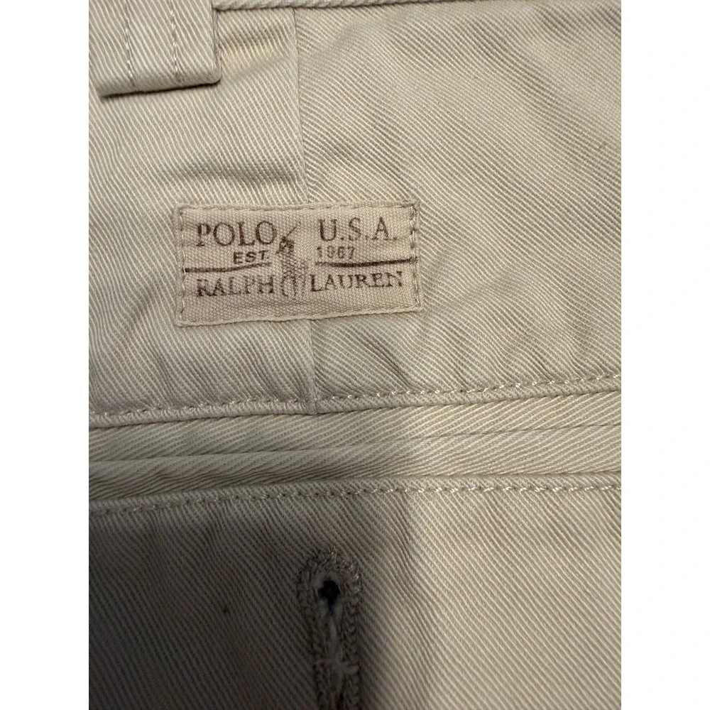 Polo Ralph Lauren Mens Tan Khaki Chino Shorts Cotton Twill Flat Front Size 38